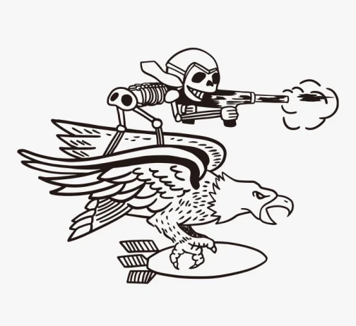Style rétro - crâne de soldat avec aigle - Dessin