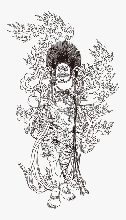 Fudo Myoo Japanese Ukiyo-e - el ser más elevado del budismo - Dibujo