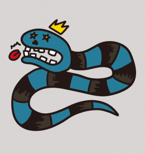 Snake with its tongue cut off - drawing