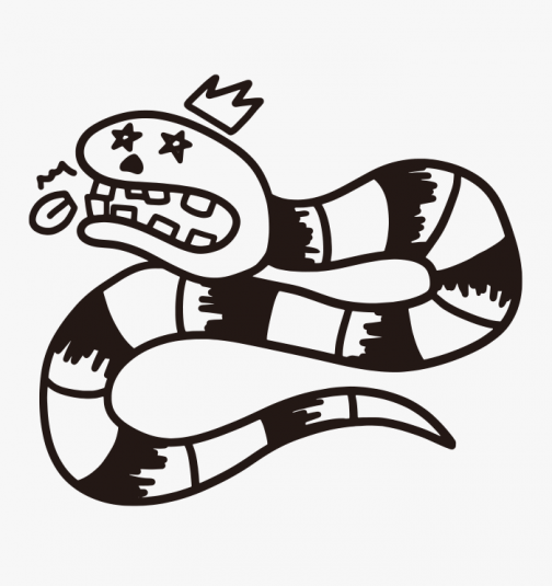 Wąż z odciętym językiem - rysunek