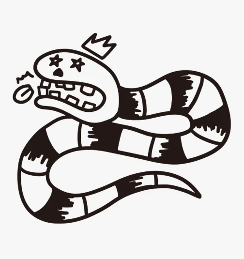 Snake with its tongue cut off - drawing