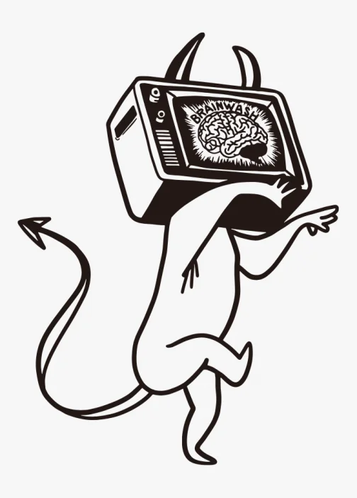 TV is de hersenspoeling van de duivel - Tekening