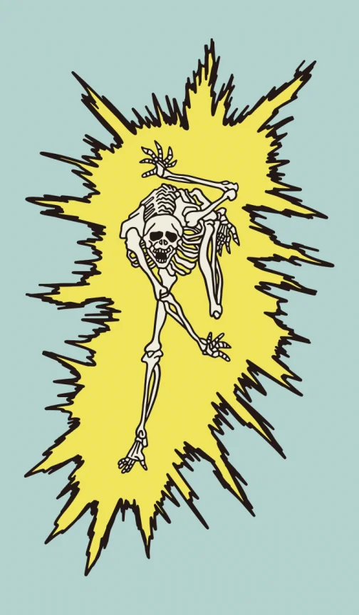 Esqueleto con electroshock - Dibujo
