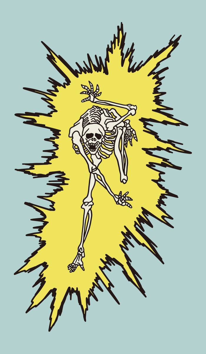 Skelett mit Elektroschock - Zeichnung, ai illustrator file