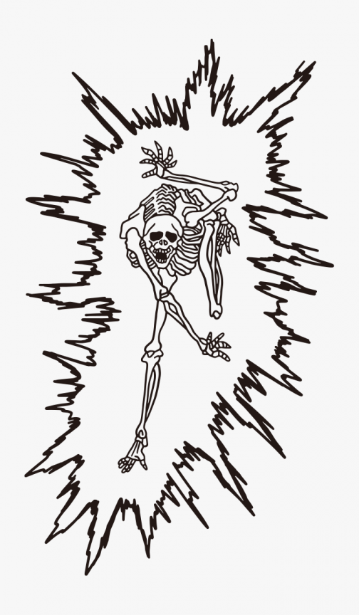 Skelett mit Elektroschock - Zeichnung