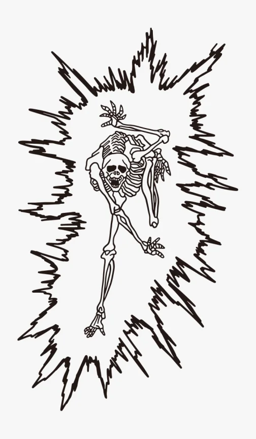 Esqueleto con electroshock - Dibujo