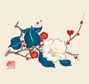 Fleurs des douze mois, février par Suzuki Kiitsu