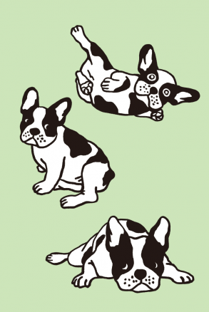 Een set van Franse Bulldog tekening 02
