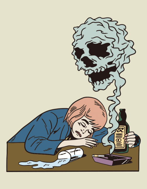 Drunken woman - nightmare - drawing