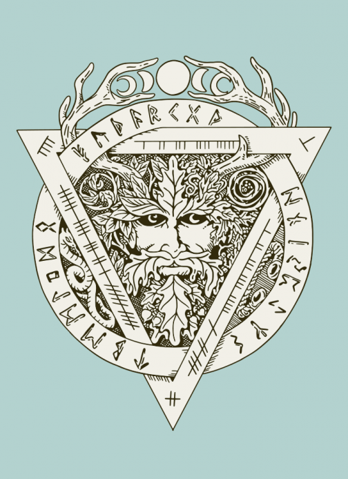 Illustration of Green man - drawing symbol