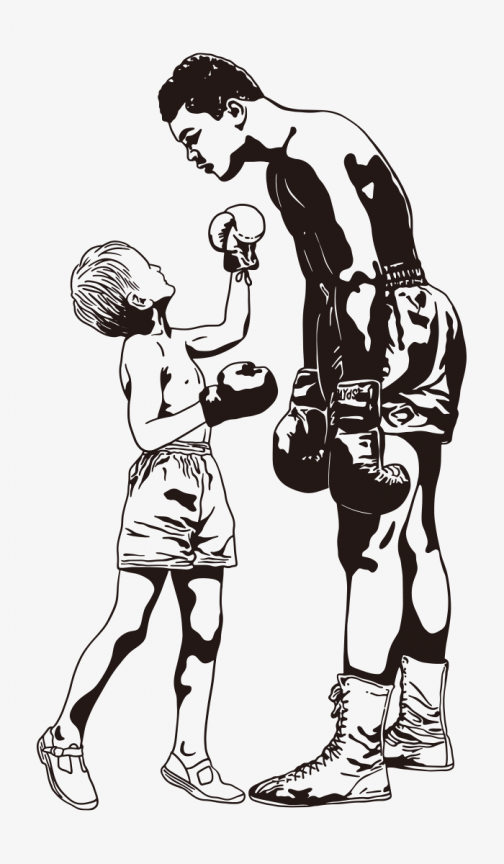 Famous boxers and kid - Drawing