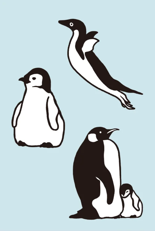 Un conjunto de dibujos de pingüinos