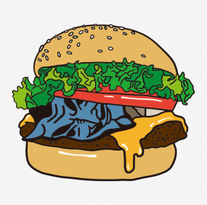 El diablo que se esconde en la hamburguesa - Dibujo