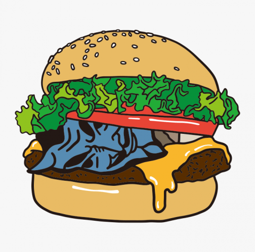The devil hiding in the hamburger - Drawing