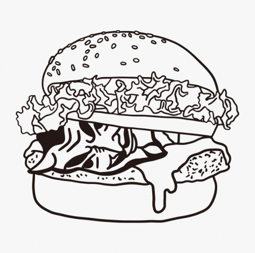 The devil hiding in the hamburger - Drawing