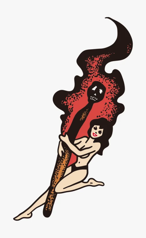 Flamme d'une allumette avec une fille - illustration