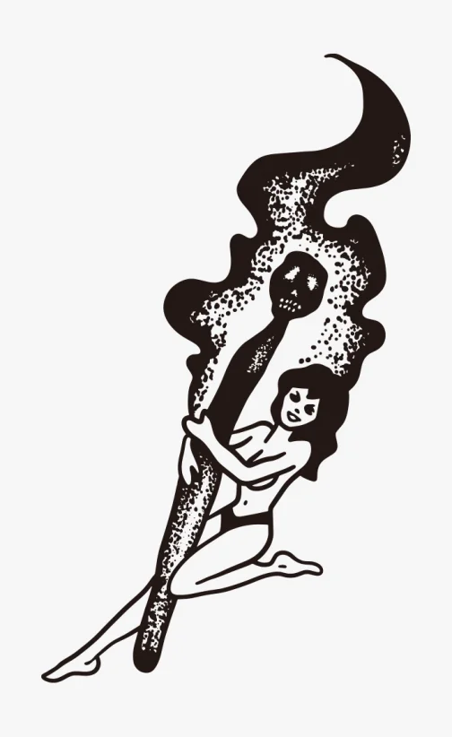 Flamme d'une allumette avec une fille - illustration