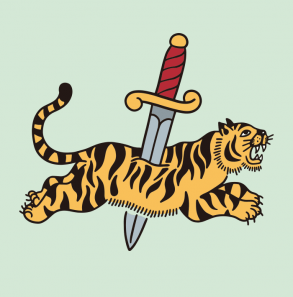 Un tigre poignardé par une épée - Dessin