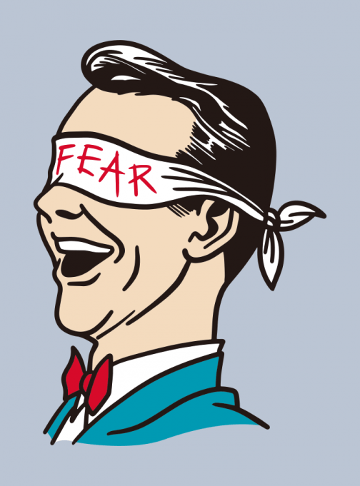 Een man die van angst geniet - illustratie