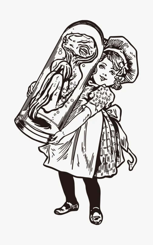 Alien in Formaldehyd und ein Bäckermädchen - Illustration
