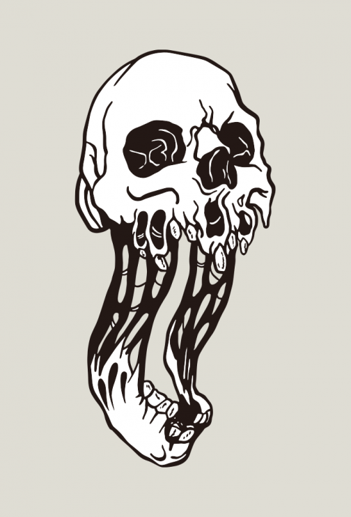 Skull is crumbling - illustration