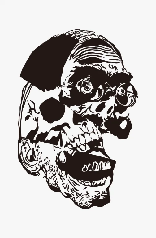 Um homem louco e o seu crânio - Desenho