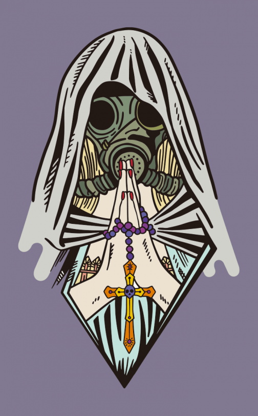 Prayer of a Gas Masked Woman - Drawing