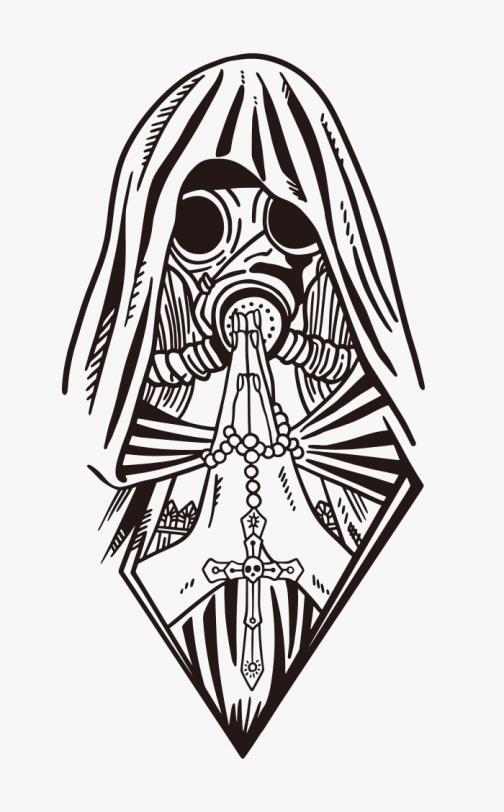 Prayer of a Gas Masked Woman - Drawing