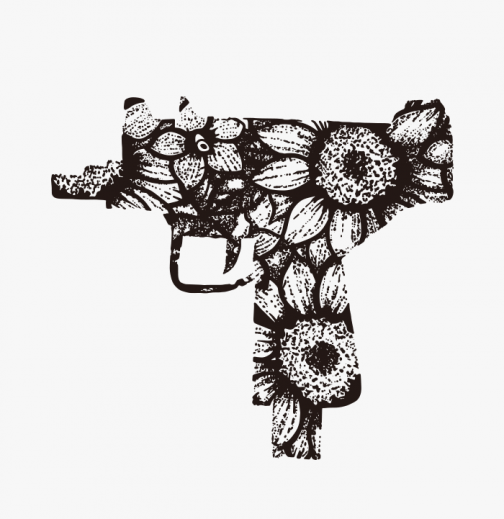 Sonnenblumen-Maschinengewehr - Zeichnung