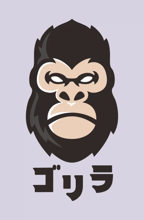 Clip art of gorilla and meaning of gorilla in Japanese katakana