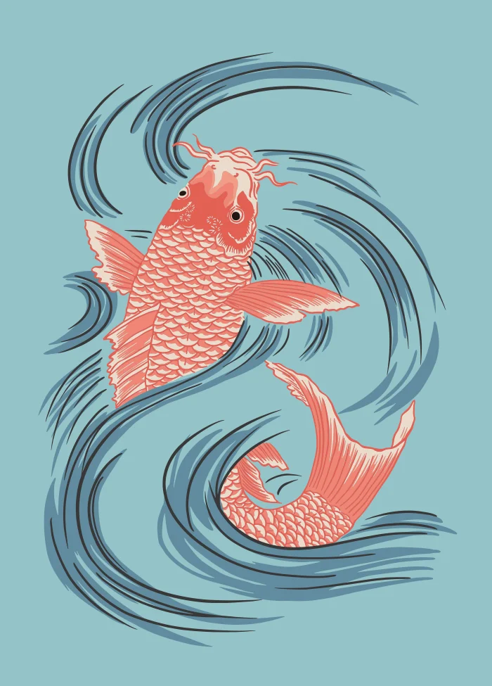 金色的鲤鱼日本浮世绘作者：歌川豊国| ai illustrator file | US$5.00