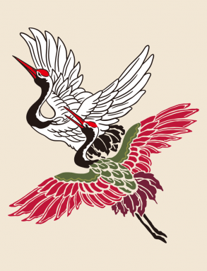 Dois guindastes japoneses estão voando - Desenho