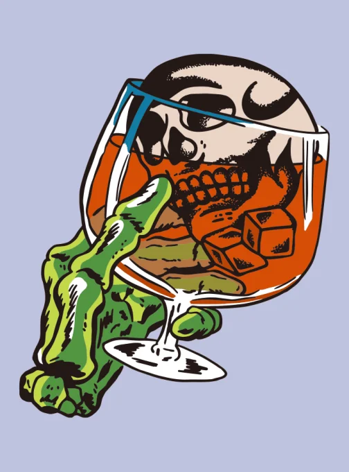 Whisky avec tête de mort - Dessin