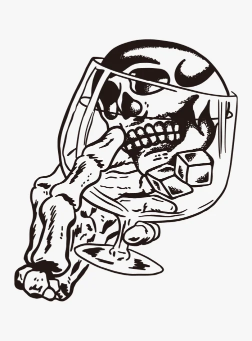 Whisky avec tête de mort - Dessin
