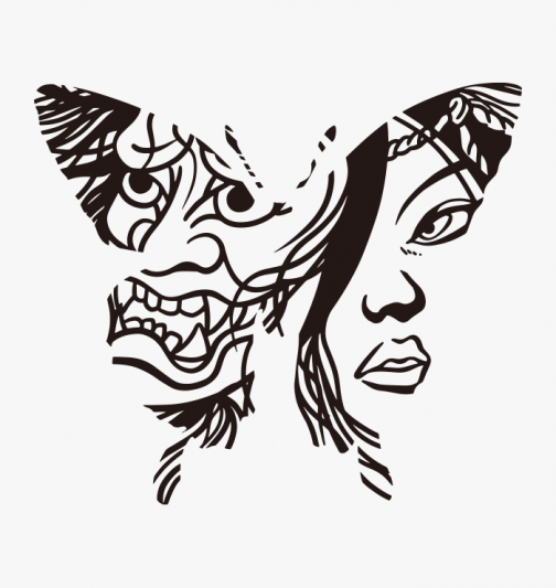 Hannya and Girl Butterfly - Illustration