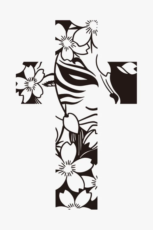 Maschera di volpe giapponese con fiori di ciliegio - Illustrazione