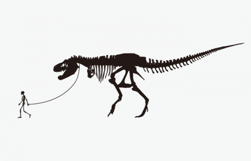 Human and Tyrannosaurus silhouette illustration
