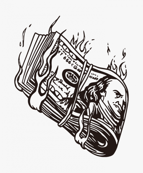 Dollars on fire illustration