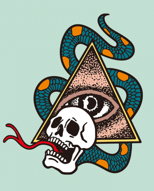Eye of Providence and Skull Snake illustration