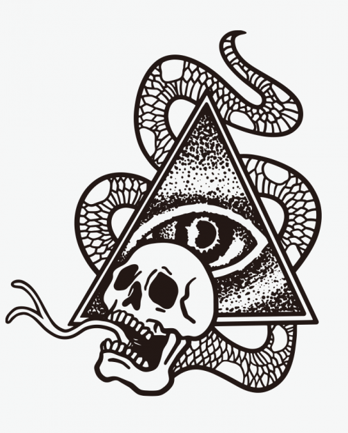 Illustration de l'Œil de la Providence et du crâne de serpent