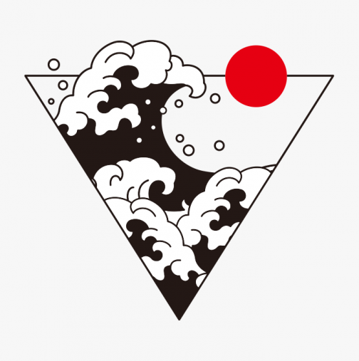 Логотип с иллюстрациями волн и солнца