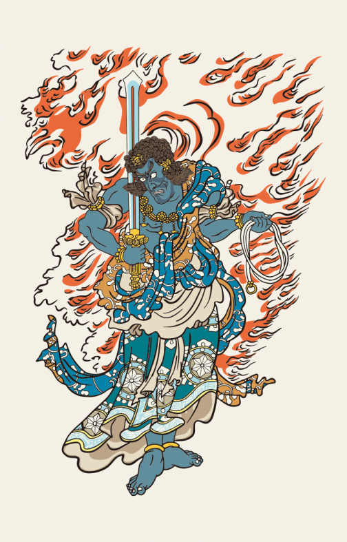Naritasan Fudo Myoo - japońskie ukiyoe autorstwa Utagawy Kunisada