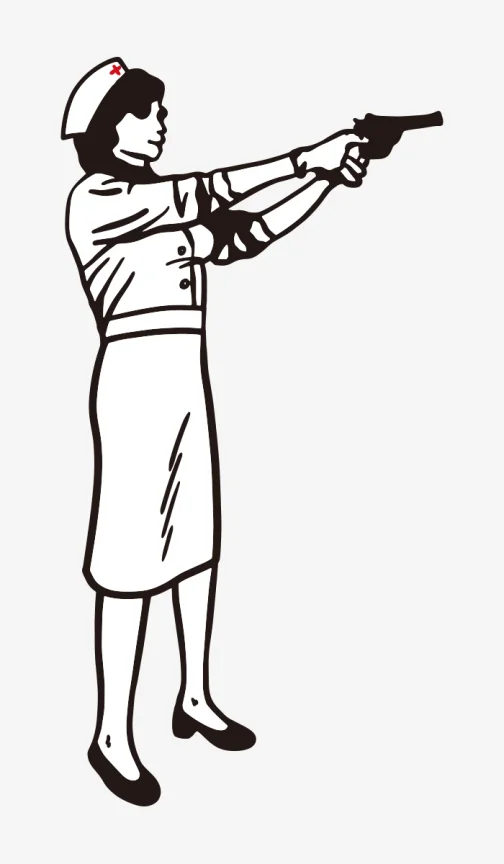 Enfermeira segura uma arma - desenho