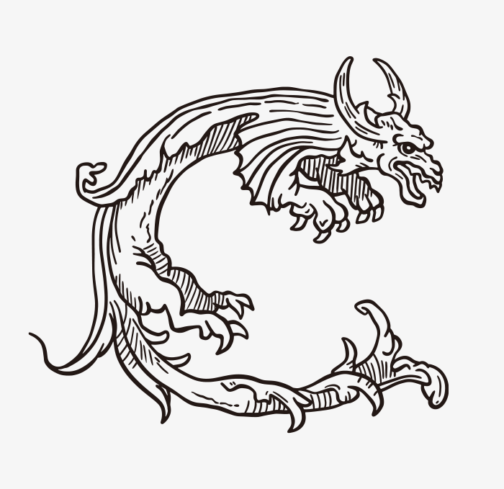 A leaf-clad dragon - drawing