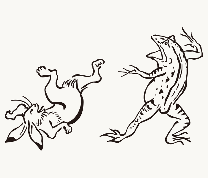 鳥獣人物戯画 - うさぎとカエルの相撲02 | ai illustrator file | US ...