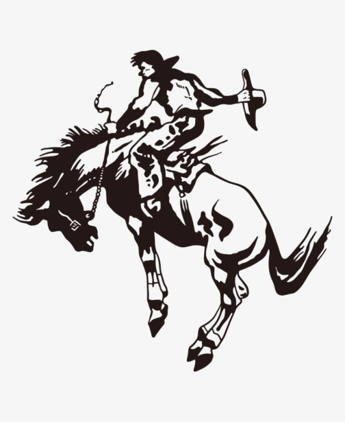 Cowboy Ride Rampaging Horse - Drawing