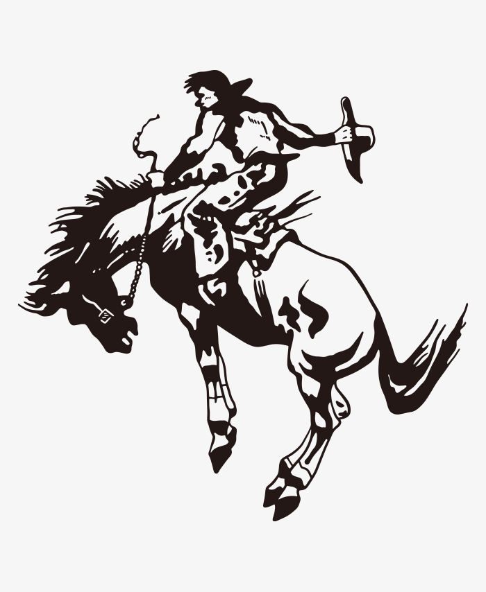 cowboy riding horse drawing