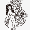 Dragon avec fille / rétro américain / illustration – Image 2
