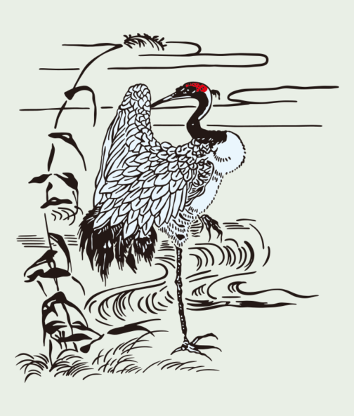 Żuraw/japoński rysunek ukiyo-e