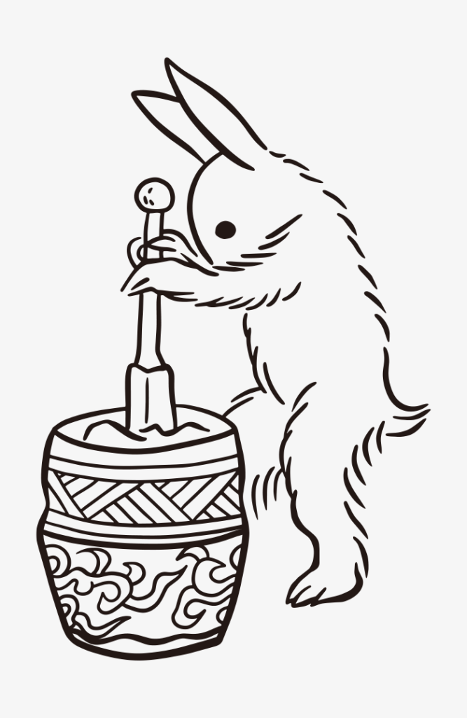 Rabbit making rice cakes / Illustration of Ukiyoe | ai illustrator file ...